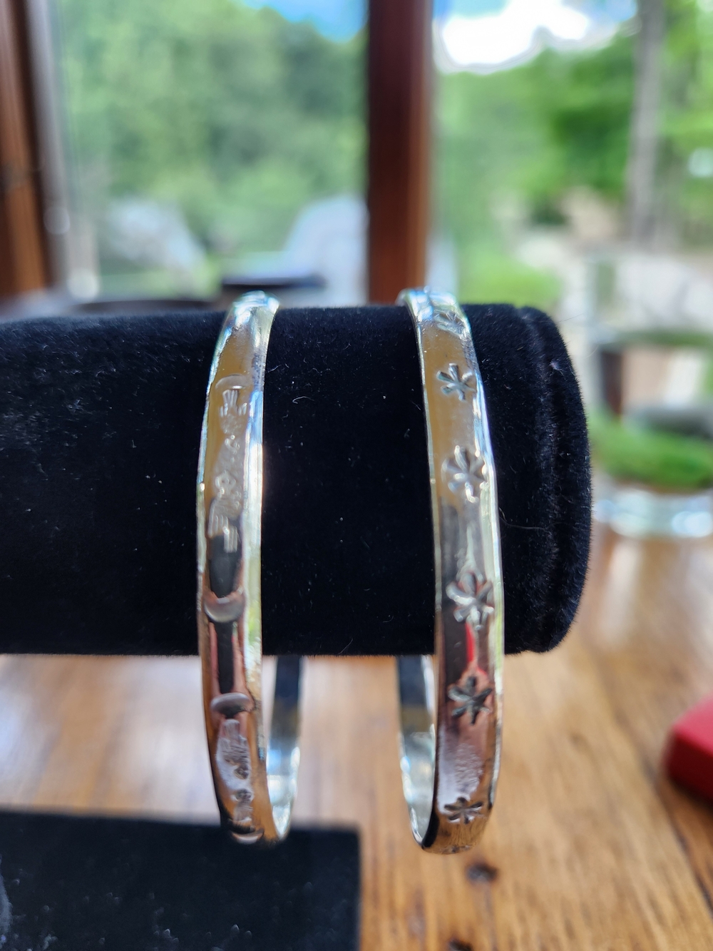 🔥2 - .925 Vintage Mexican Sterling Silver Bangles - Women's Jewelry